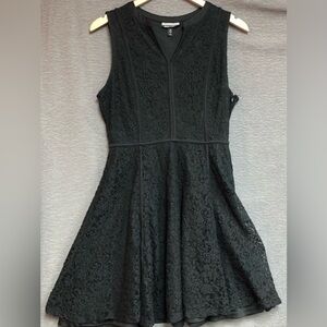 Allison Brittany, medium V-neck black lace overlay dress fit and flare